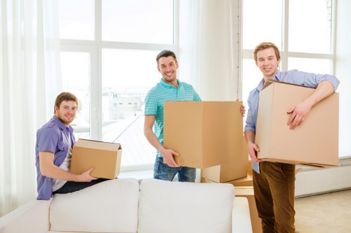 Professional movers preparing a house removal in Cowley