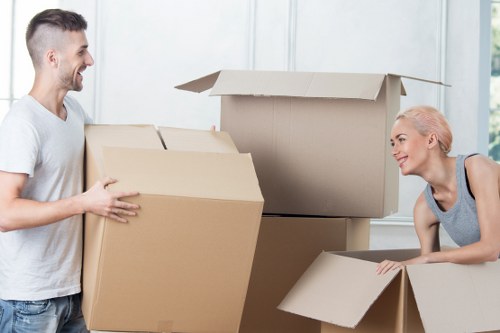 Packed household items stored safely in a clean storage space