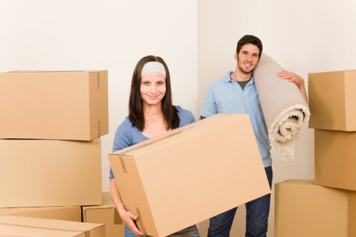 Secure storage unit with neatly arranged boxes and furniture